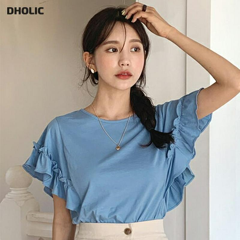 【新作10%OFF】スリーブフリルTシャツ・全6色・b55901 レディース【tops】【トップス Tシャツ 半袖 ウィングスリ