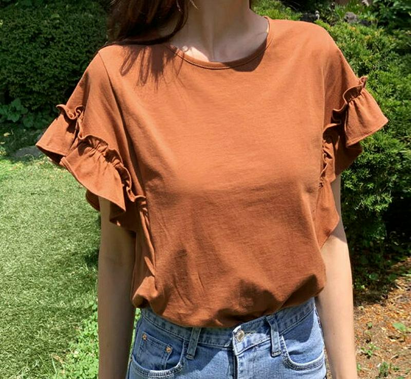 【新作10%OFF】スリーブフリルTシャツ・全6色・b55901 レディース【tops】【トップス Tシャツ 半袖 ウィングスリ