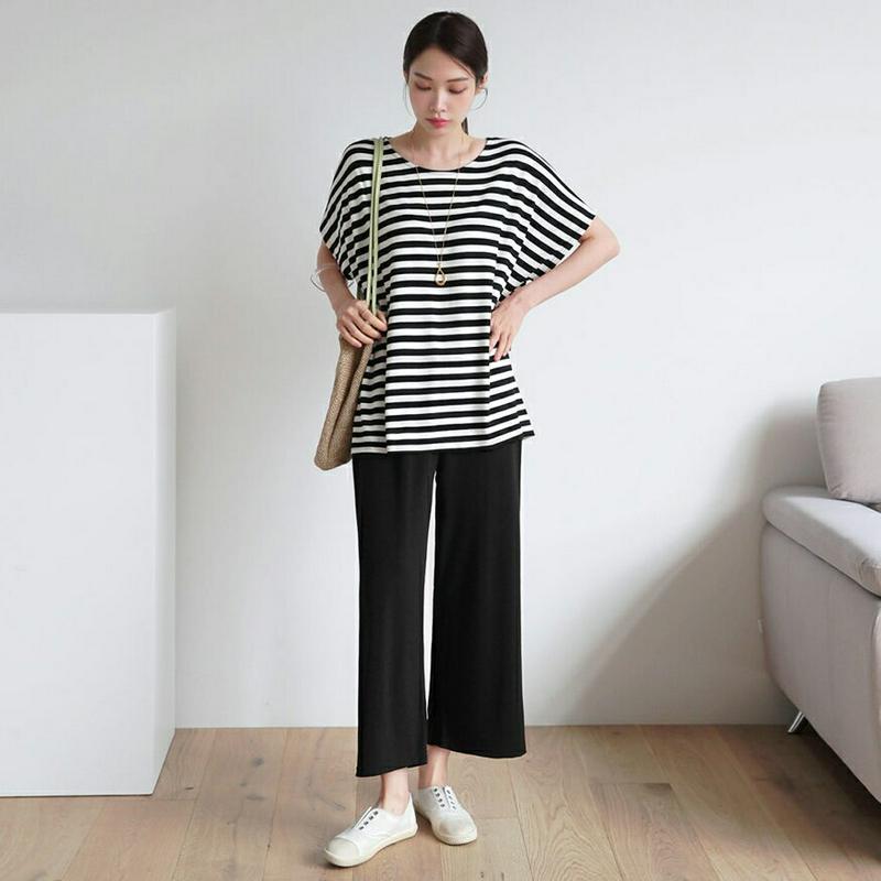 【新作10%OFF】ボーダーTシャツ&パンツSET・全3色・b62798 レディース【pt】【セット セットアップ setup 