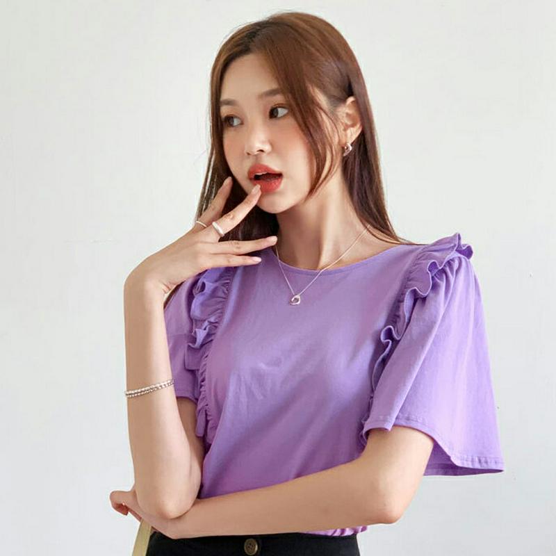 【新作10%OFF】サイドフリルTシャツ・全4色・b55902 レディース【tops】【トップス Tシャツ 半袖 ハーフスリーブ