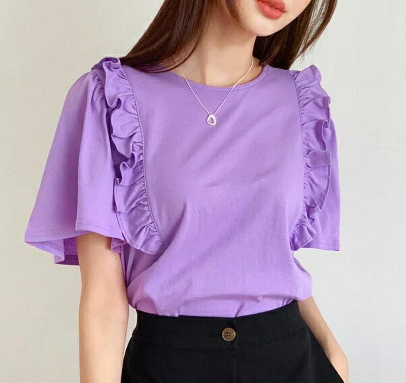 【新作10%OFF】サイドフリルTシャツ・全4色・b55902 レディース【tops】【トップス Tシャツ 半袖 ハーフスリーブ