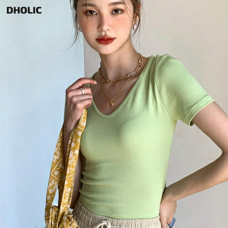 【新作10%OFF】半袖UネックTシャツ・全4色・t55895 レディース【tops】【トップス Tシャツ 半袖 Uネック 無地