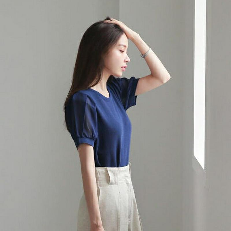 【新作10%OFF】シフォンスリーブニット・全4色・b62786 レディース【tops】【トップス ニット ニットトップス シフ