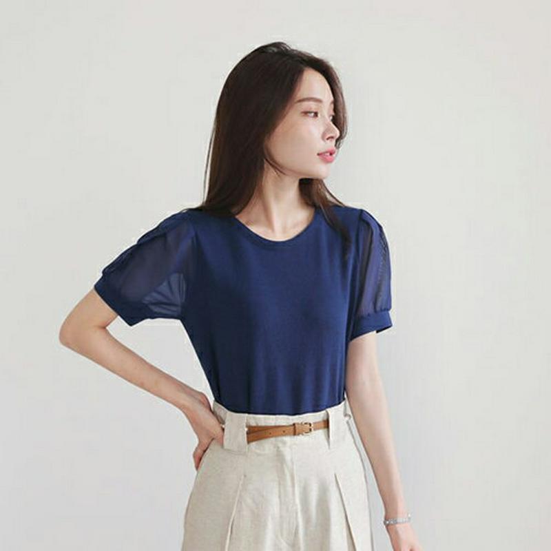 【新作10%OFF】シフォンスリーブニット・全4色・b62786 レディース【tops】【トップス ニット ニットトップス シフ