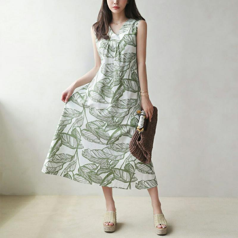 【新作10%OFF】2WAYリーフパターンワンピース・全2色・b62800 レディース【ops】【ワンピース ロング ロングワン