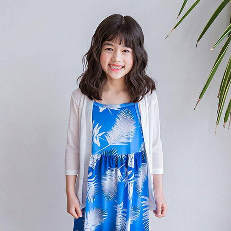 シースルーカーディガン(ジュニア) p003278・キッズ 【9~17才】【cd】【韓国 ファッション カーディガン カーデ 長袖 透ける 薄手 無地 オープン 羽織 日除け 日焼け防止 冷房 子供 子供服 小学生 ジュニア 夏】【KIDS】