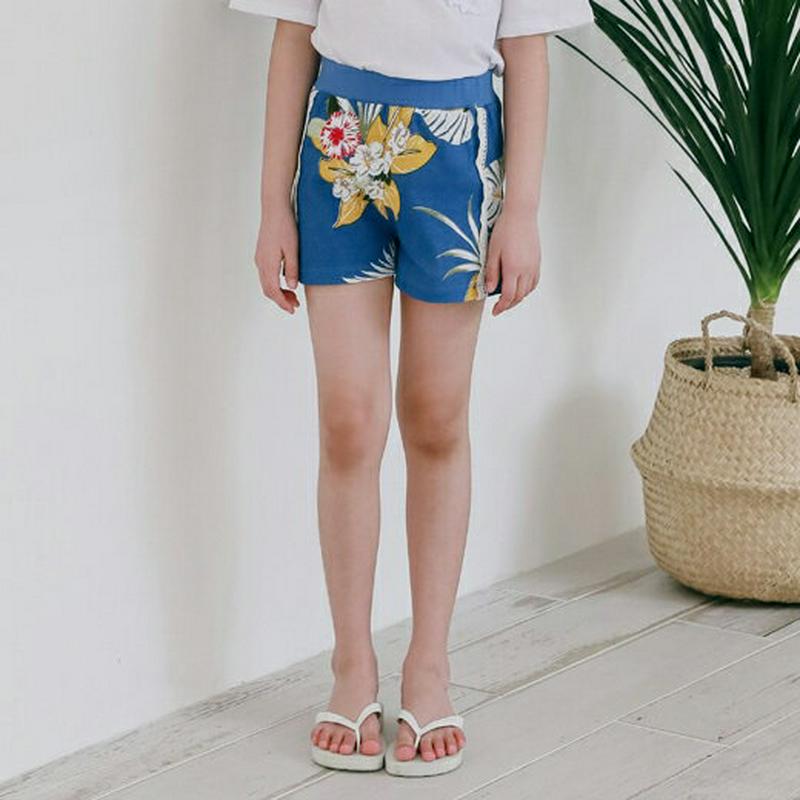 アロハショートパンツ p003328 キッズ 【3~8才】【pt】【韓国 ファッション ボトムス パンツ ショート ハーフ 短パ