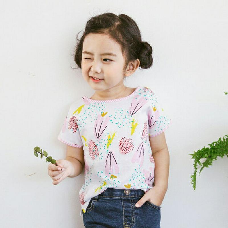 バックボタンプリントTシャツ p003326 キッズ 【3~8才】【tops】【韓国 ファッション トップス Tシャツ ラウンド