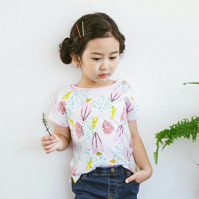 バックボタンプリントTシャツ p003326 キッズ 【3~8才】【tops】【韓国 ファッション トップス Tシャツ ラウンド