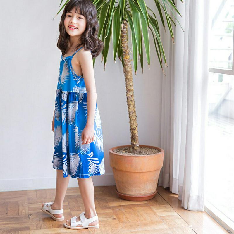 リーフキャミソールワンピース p003277 キッズ 【3~8才】【ops】【韓国 ファッション ワンピース 膝丈 膝下 ロング