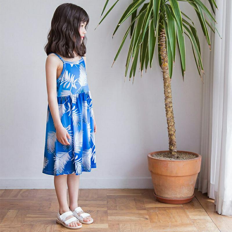 リーフキャミソールワンピース p003277 キッズ 【3~8才】【ops】【韓国 ファッション ワンピース 膝丈 膝下 ロング