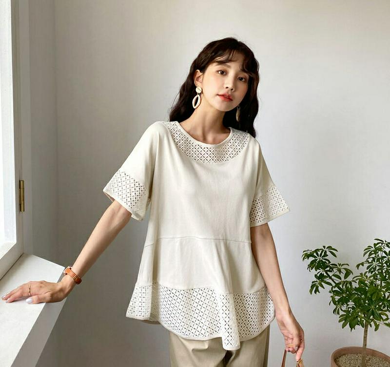 シアーヘムフレアTシャツ・全3色・b56328 レディース【tops】【トップス Tシャツ フレア フレアトップス シアー 透け
