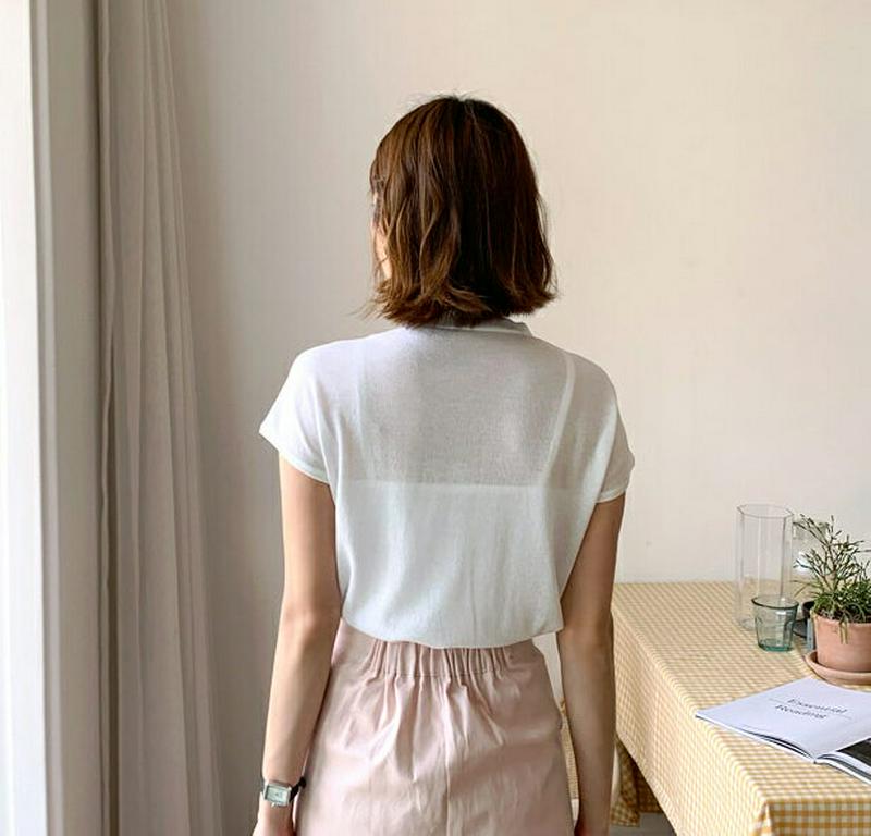 ショルダーゴールドボタンニット・全2色・b56323 レディース【tops】【トップス　ニット ニットトップス 半袖 ショートス