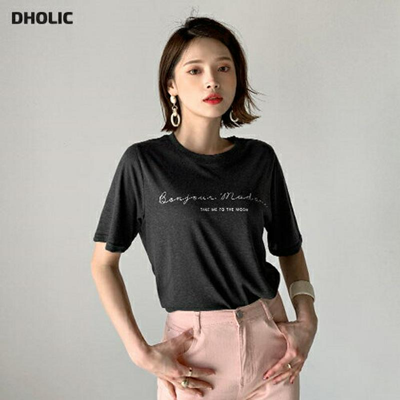 リネン混レタリングTシャツ・全4色・t56325 レディース【tops】【トップス Tシャツ 半袖 ハーフスリーブ ロゴ ロゴT