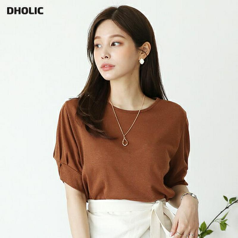 リネン混パフTシャツ・全3色・t62765 レディース【tops】【トップス Tシャツ 半袖 ハーフスリーブ パフスリーブ リネ