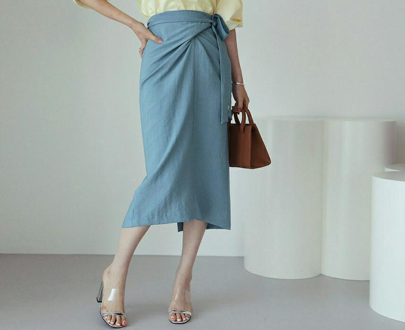 サテンラップスカート・全3色・t62764 レディース【sk】【スカート ミディ丈 ミディスカート サテン ラップデザイン ラッ