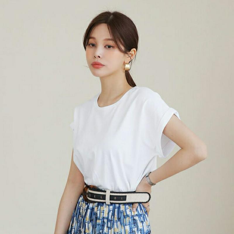 ロールアップスリーブTシャツ・全7色・b62774 レディース【tops】【トップス Tシャツ 半袖 ショートスリーブ ロールア