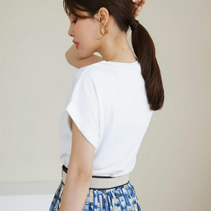 ロールアップスリーブTシャツ・全7色・b62774 レディース【tops】【トップス Tシャツ 半袖 ショートスリーブ ロールア