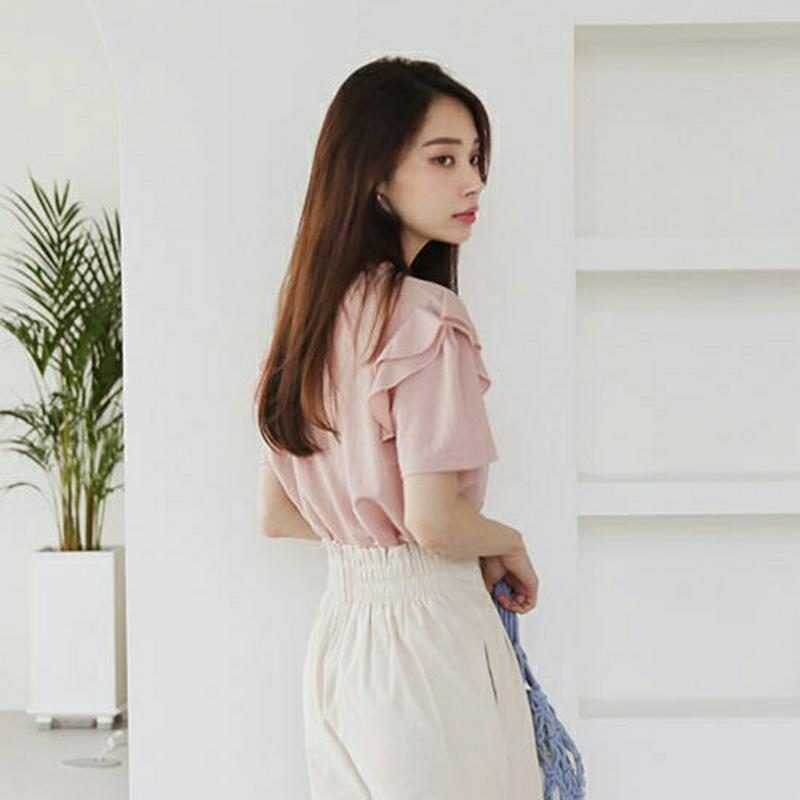 スリーブフリルTシャツ・全3色・t62772 レディース【tops】【トップス Tシャツ 半袖 ハーフスリーブ フリル フェミニ
