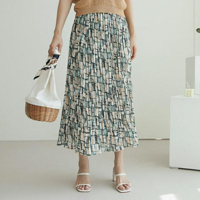 プリーツパターンスカート・全2色・b62675 レディース【sk】【スカート ロング ロングスカート 総柄 プリーツ プリーツス