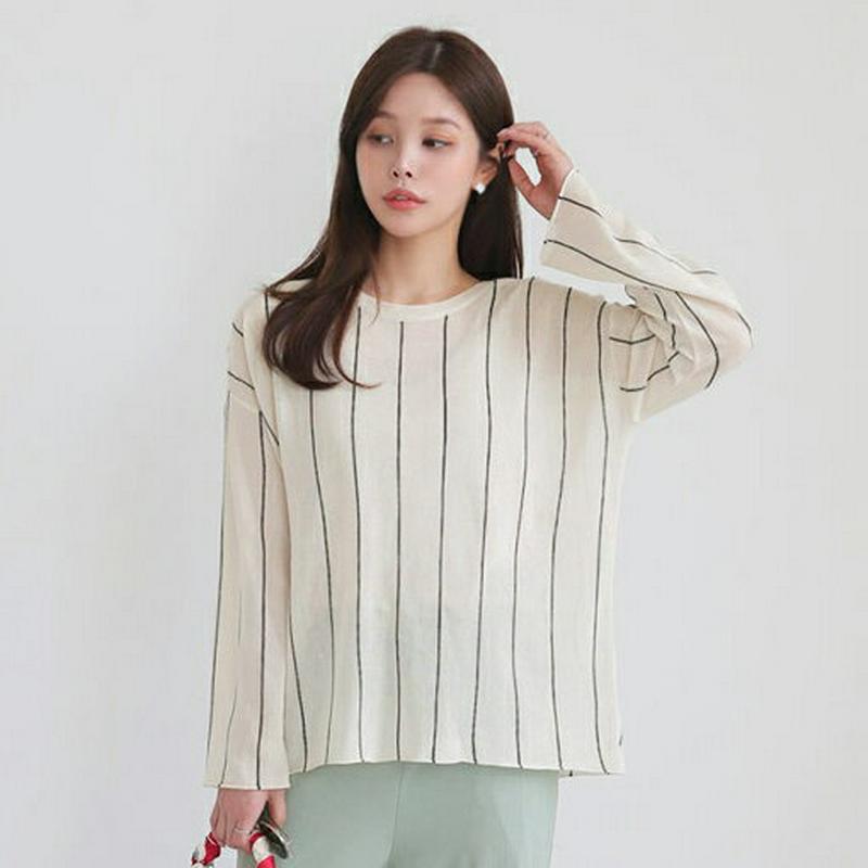 【新作10%OFF】ストライプルーズニット・全3色・t62794 レディース【tops】【トップス ニット ニットトップス 長袖