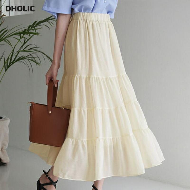 シフォンティアードスカート・全3色・b60005 レディース【sk】 韓国ファッション スカート ロング ロングスカート ティアード シフォン フェミニン 単色 シンプル ガーリー 可愛い かわいい ウエストゴム 春 夏