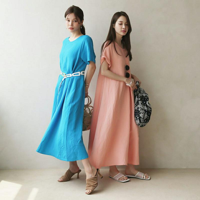 【新作10%OFF】タックフレアロングワンピース・全4色・b62803 レディース【ops】【ワンピース ロング ロングワンピー