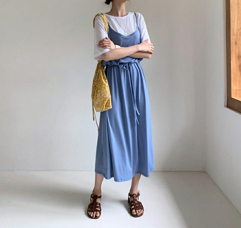 【新作10%OFF】Tシャツ&ドロストワンピースSET・全2色・b60 レディース【ops】【セット トップス Tシャツ ワンピ