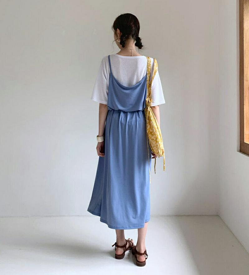 【新作10%OFF】Tシャツ&ドロストワンピースSET・全2色・b60 レディース【ops】【セット トップス Tシャツ ワンピ