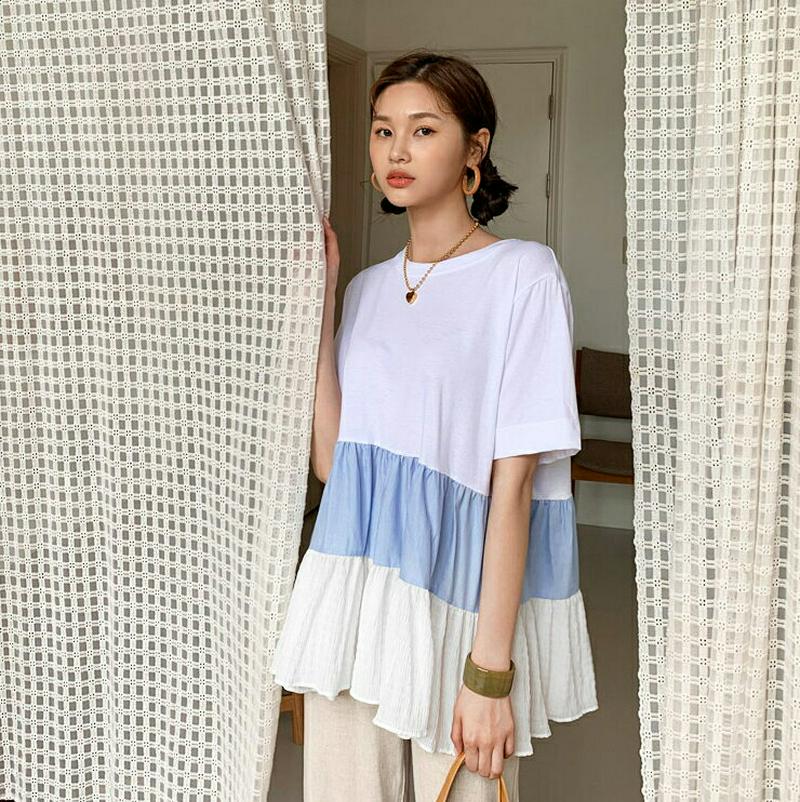 【新作10%OFF】配色ティアードTシャツ・全2色・b59977 レディース【tops】【トップス Tシャツ ティアード 半袖 
