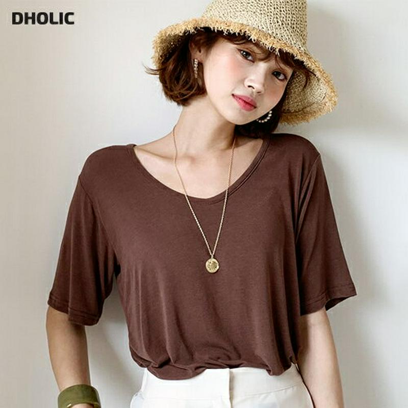 【新作10%OFF】Uネック半袖Tシャツ・全6色・t59975 レディース【tops】【トップス Tシャツ 半袖 ハーフスリーブ