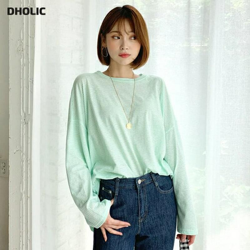 【新作10%OFF】スリットルーズボーダーTシャツ・全4色・t59978 レディース【tops】【トップス Tシャツ ロンT 長