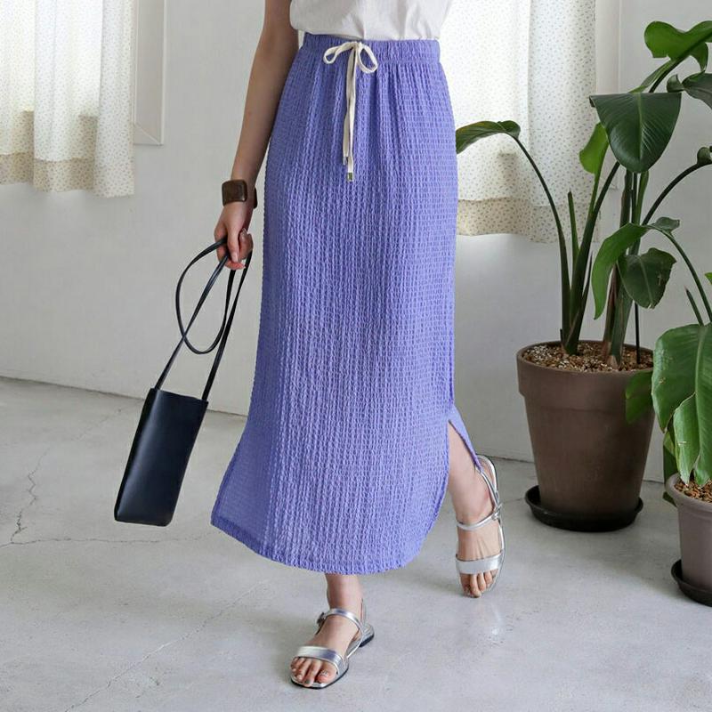 【新作10%OFF】シアサッカードロストスカート・全3色・b60000 レディース【sk】【スカート ロング ロングスカート ド