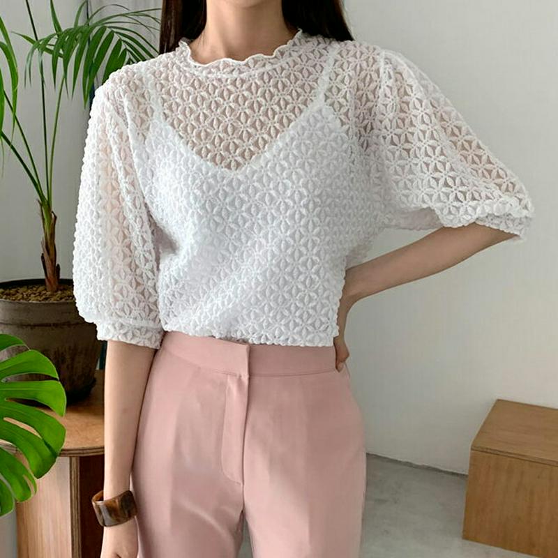 【新作10%OFF】フローラルシアーTシャツ・全2色・t59982 レディース【tops】【トップス Tシャツ 半袖 ハーフスリ