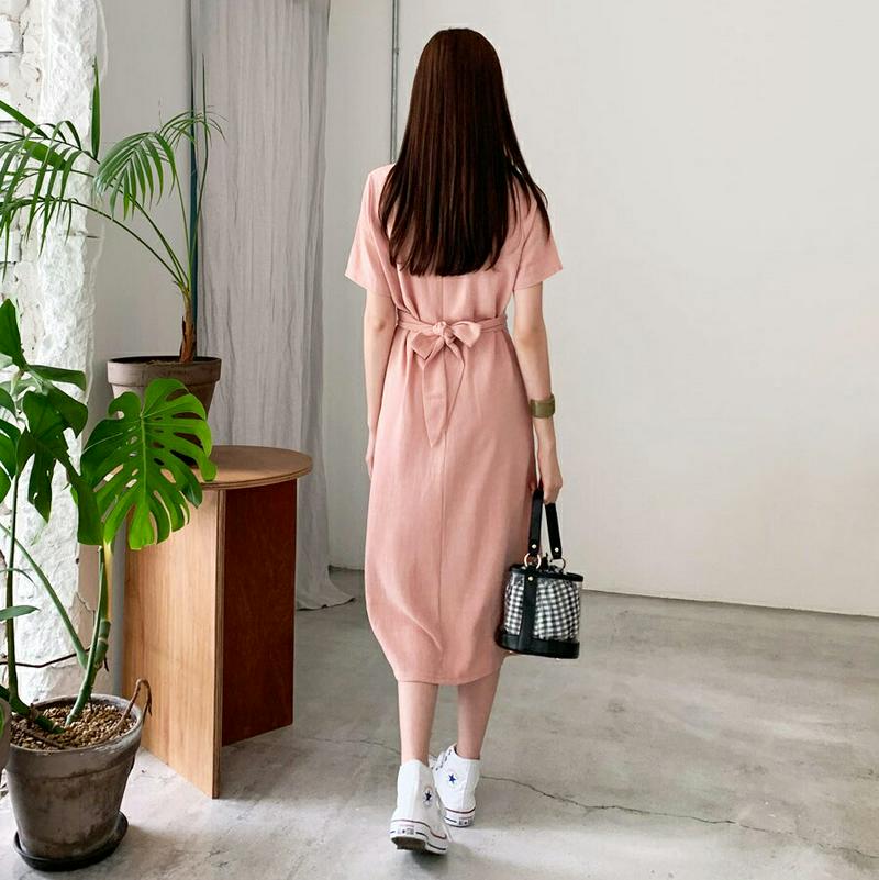 【新作10%OFF】リネン混ツイストタイワンピース・全3色・t59993 レディース【ops】【ワンピース ロング ロングワンピ