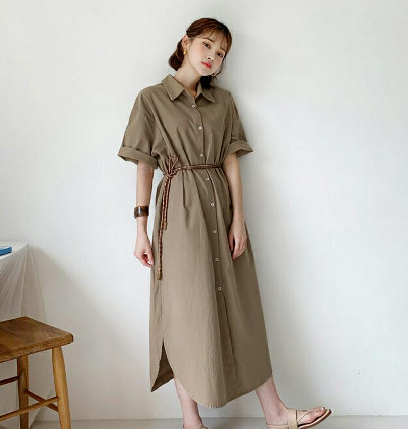 【新作10%OFF】ハーフスリーブシャツワンピース・全2色・t59990 レディース【ops】【ワンピース ロング ロングワンピ