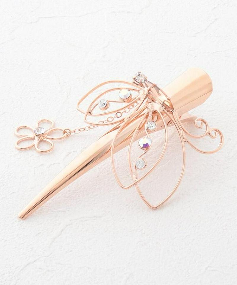 ワイヤー蝶×花チャームヘアクリップ