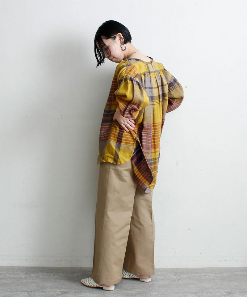 ビッグチェックスタンドギャザーブラウス（cardo fabrica）