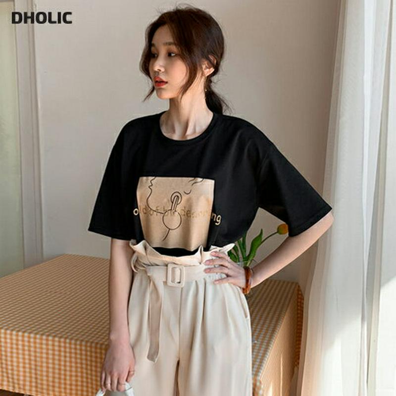 ≪人気商品再入荷≫スクエアプリントTシャツ・全3色・b55571 レディース 【tops】【韓国 ファッション トップス Tシャ