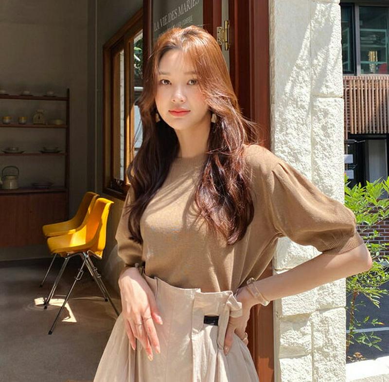 【新作10%OFF】パフ半袖ニット・全5色・t60076 レディース【tops】【韓国 ファッション トップス ニット ニットト
