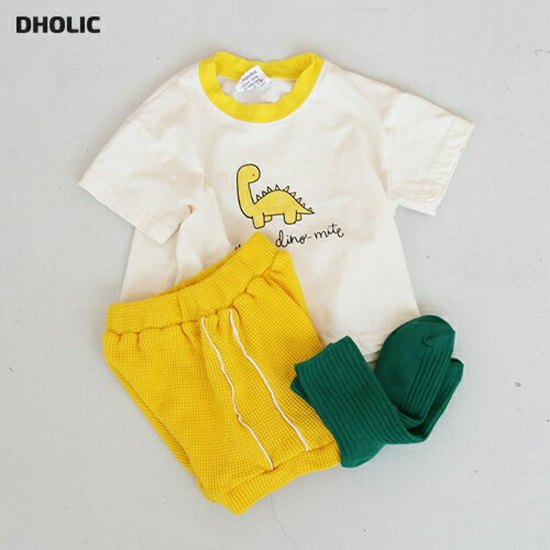 【新作10%OFF】ダイナソーTシャツ&パンツ3SET u03316 キッズ 【0~2才】【SET】【韓国 ファッション セット