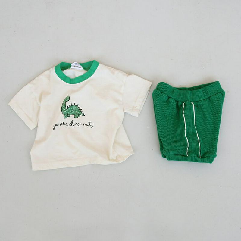 【新作10%OFF】ダイナソーTシャツ&パンツ3SET u03316 キッズ 【0~2才】【SET】【韓国 ファッション セット