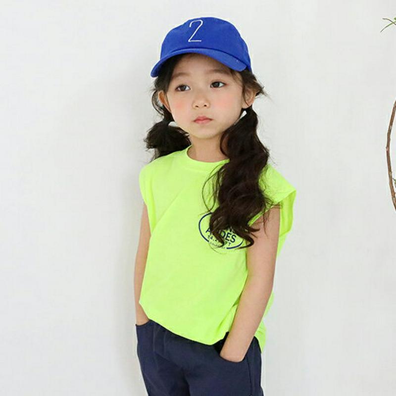 【新作10%OFF】バックレタリングスリーブレス u03143・キッズ 【3~8才】【tops】【韓国 ファッション トップス 