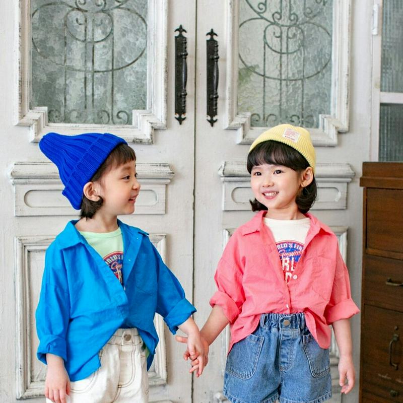 【新作10%OFF】ワンポケットシャツ u03534・キッズ 【3~8才】【bl】【韓国 ファッション トップス シャツ 長袖 