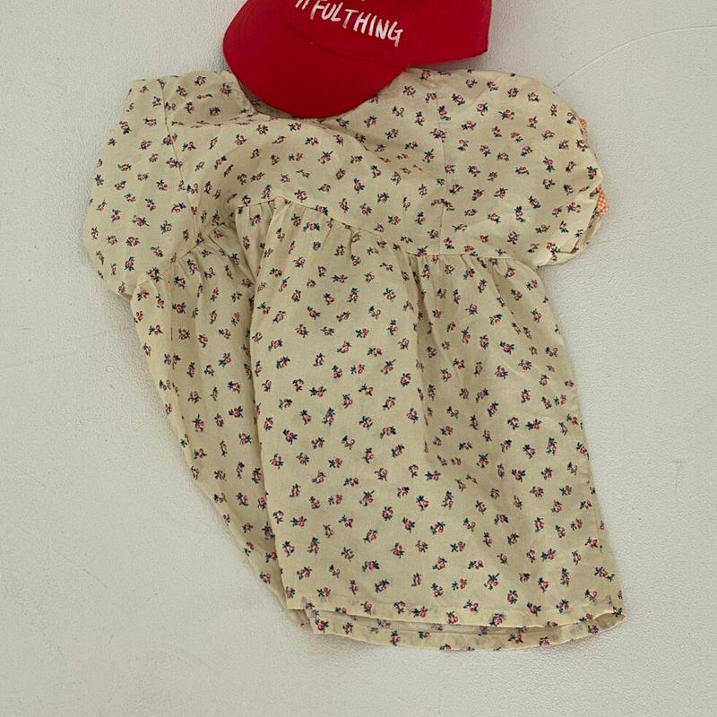 【新作10%OFF】配色スリーブ花柄ワンピース u03645・キッズ 【3~8才】【ops】【韓国 ファッション ワンピース ロ