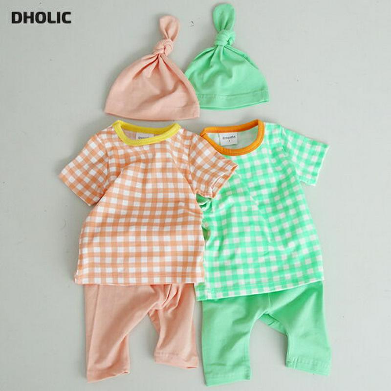 【新作10%OFF】チェック柄Tシャツ3SET u03317 キッズ 【0~2才】【SET】【韓国 ファッション セットアップ 