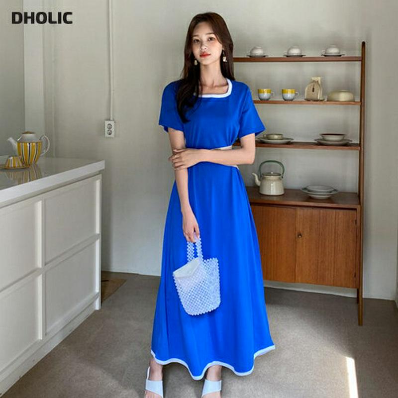 【新作10%OFF】スクエア配色ワンピース・全3色・b60072 レディース【ops】【韓国 ファッション ワンピース ロング 