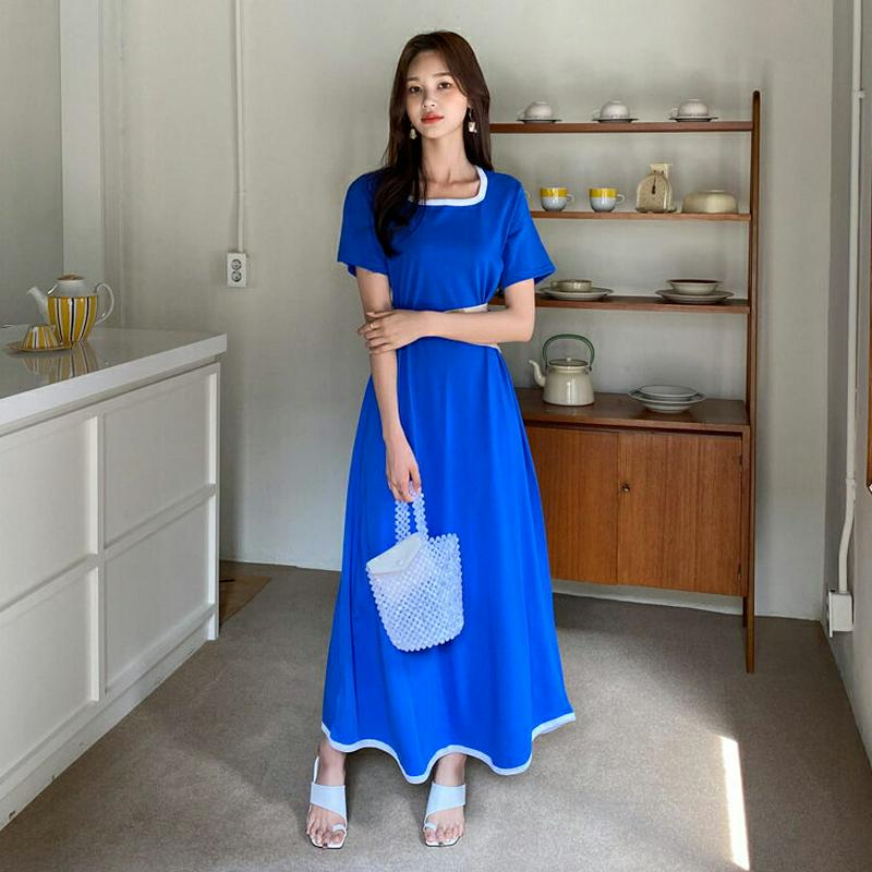 【新作10%OFF】スクエア配色ワンピース・全3色・b60072 レディース【ops】【韓国 ファッション ワンピース ロング 