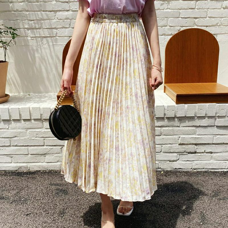 【新作10%OFF】パターンプリーツスカート・全3色・b60085 レディース【sk】【韓国 ファッション スカート ロング ロ