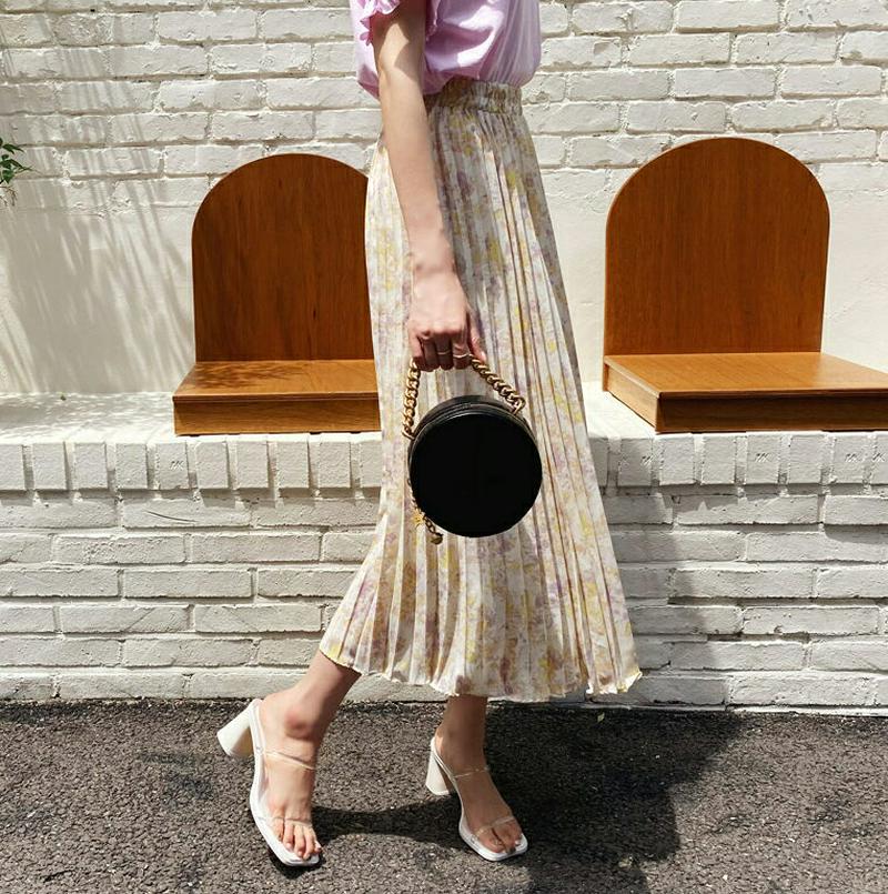 【新作10%OFF】パターンプリーツスカート・全3色・b60085 レディース【sk】【韓国 ファッション スカート ロング ロ